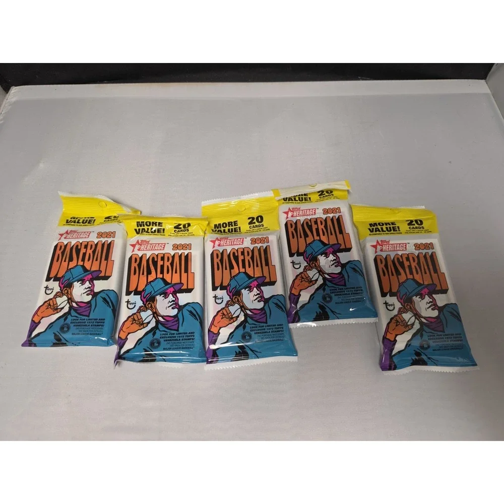 2021 Topps Heritage Baseball Jumbo X 5 Packs - Sealed - 100 Cards